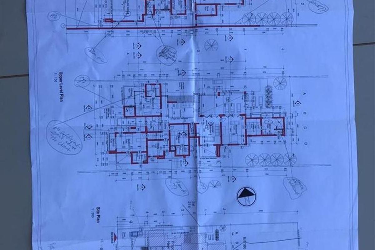 Architectural floor plan document showing the ground and upper level layouts, site plan, and schedule of areas for the property.