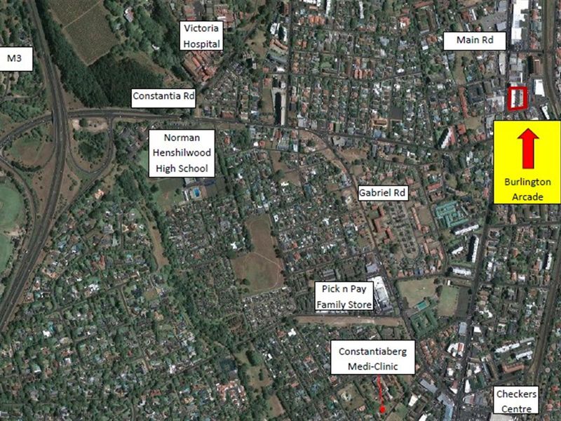 An aerial map view showing the location of Burlington Arcade in relation to surrounding landmarks and major roads.