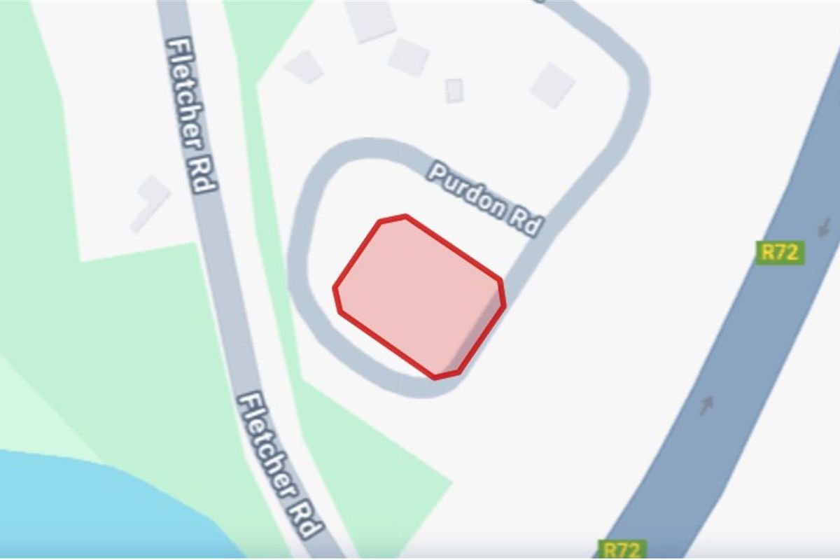A map view highlighting the location of the vacant residential land parcel situated near Fletcher Road and Purdon Road.