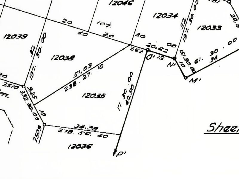 A detailed survey or cadastral floor plan showing the boundary lines and dimensions for residential plot 12035.