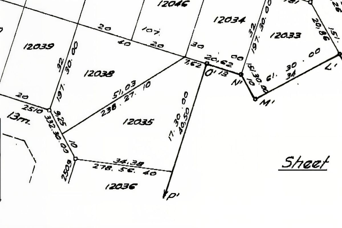 A detailed survey or cadastral floor plan showing the boundary lines and dimensions for residential plot 12035.