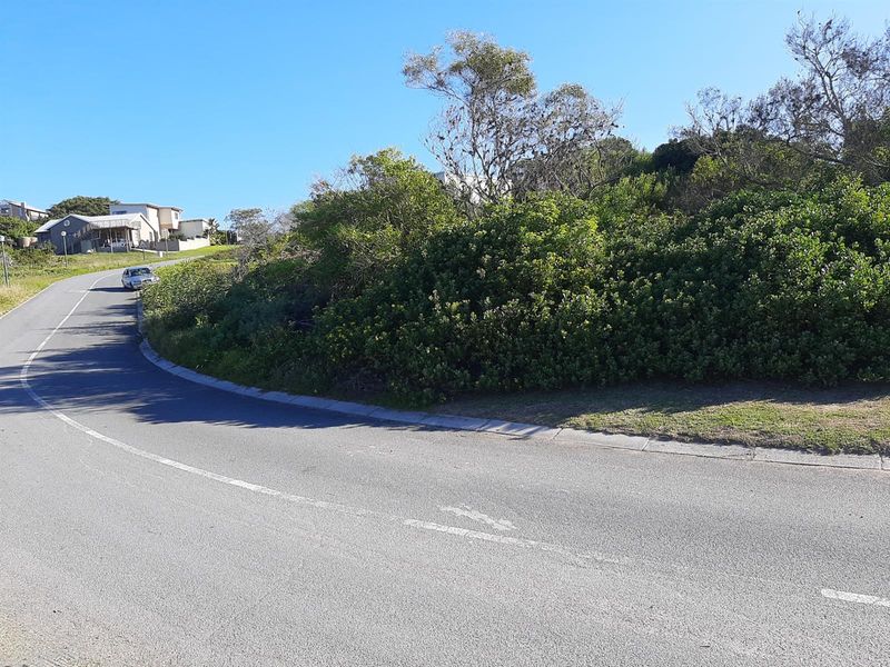 A view of the street frontage and surrounding landscape, showing the access road and natural vegetation bordering the residential land.
