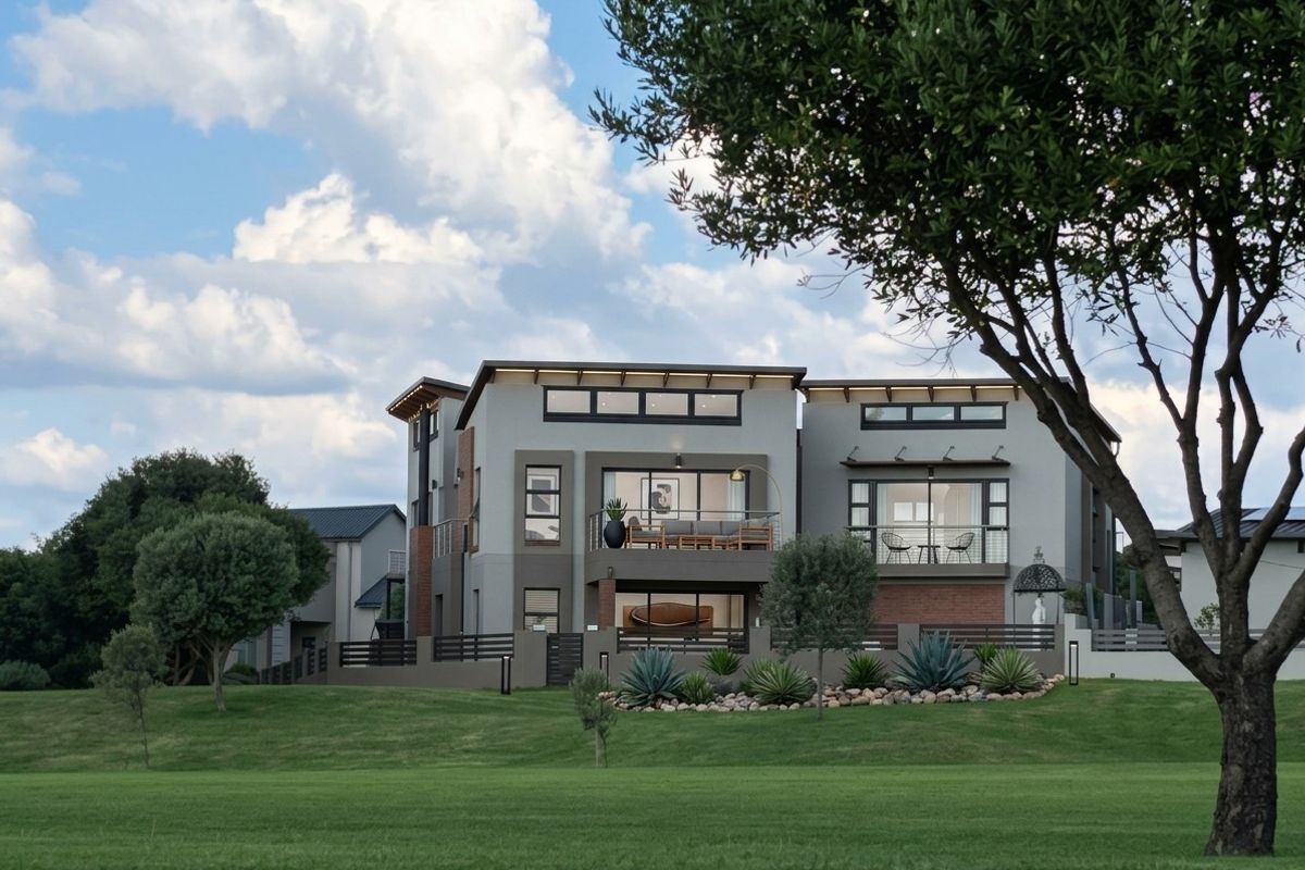 A modern multi-story residential property featuring contemporary architectural design, balconies, and well-maintained landscaped grounds.