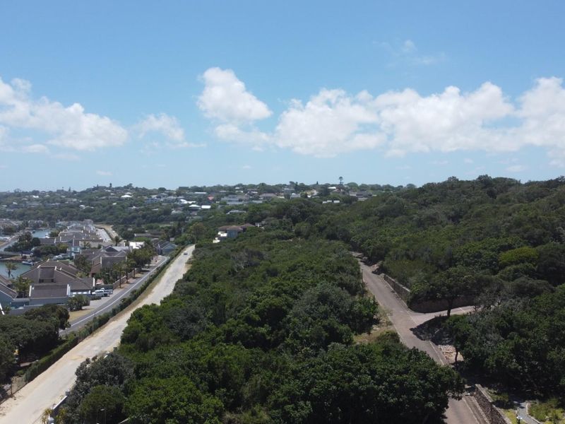 Aerial view of a residential area featuring dense natural vegetation, paved access roads, and surrounding suburban housing developments.