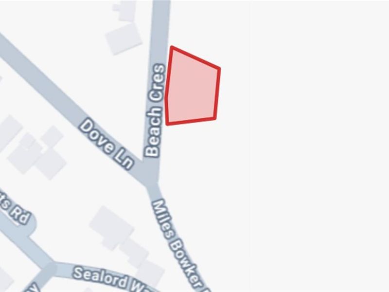 A map view highlighting the location and boundaries of the vacant residential land plot situated near Beach Crescent.