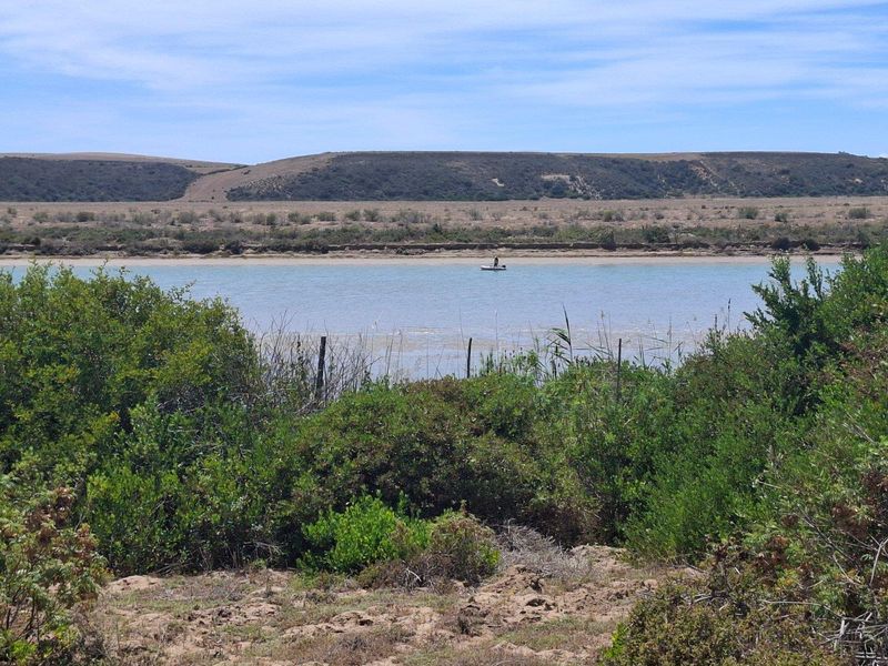 A scenic landscape view overlooking a tranquil river or estuary with natural vegetation and rolling hills in the background.