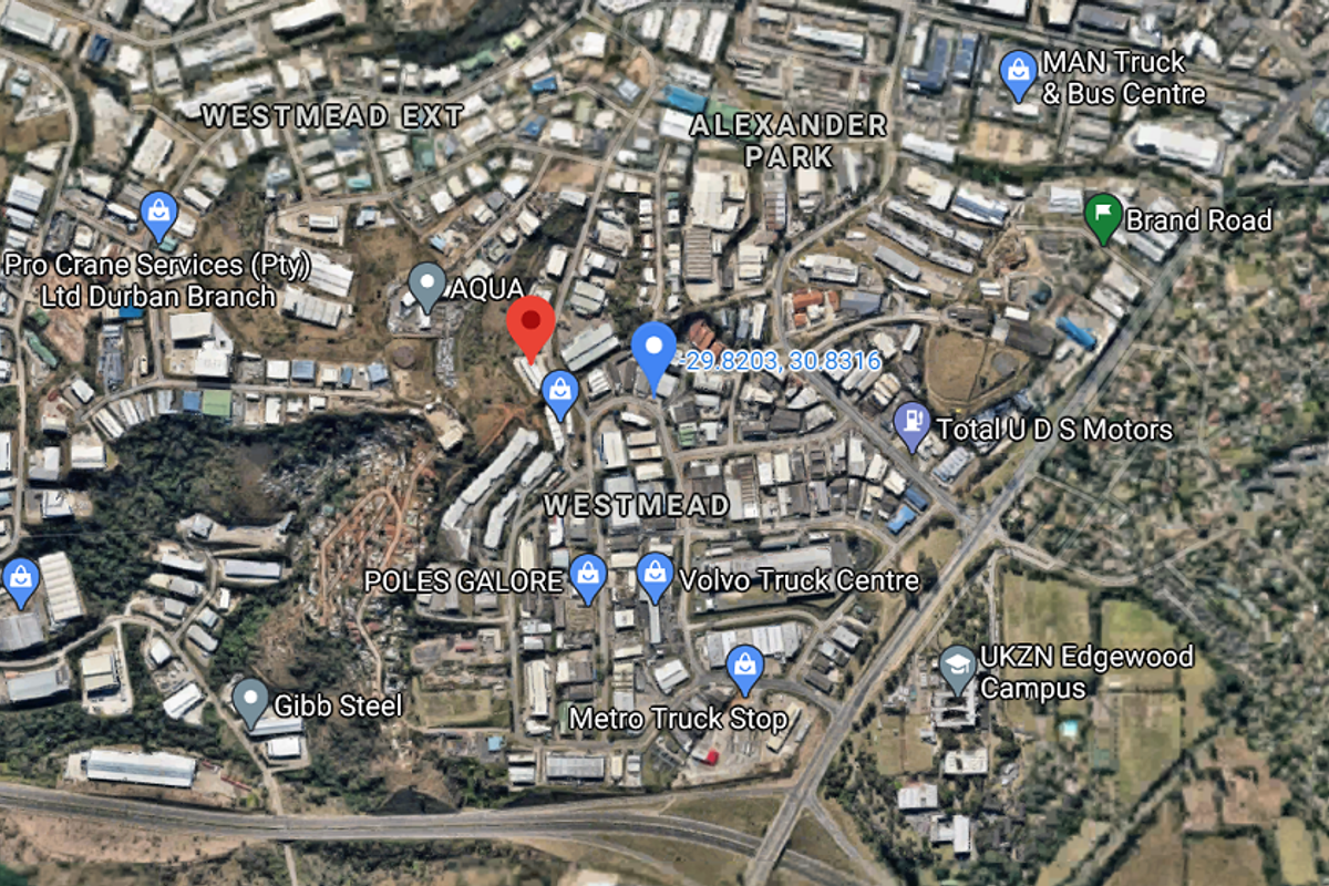 Aerial view of the industrial area in Westmead, showing surrounding infrastructure, road networks, and nearby commercial facilities.