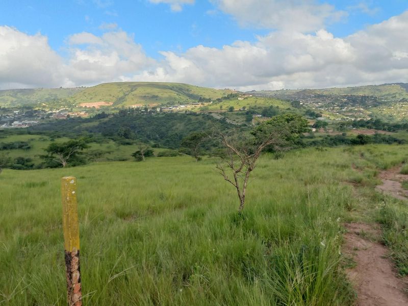 A scenic view of the surrounding landscape featuring rolling green hills and natural vegetation, showcasing the property's expansive outdoor setting.