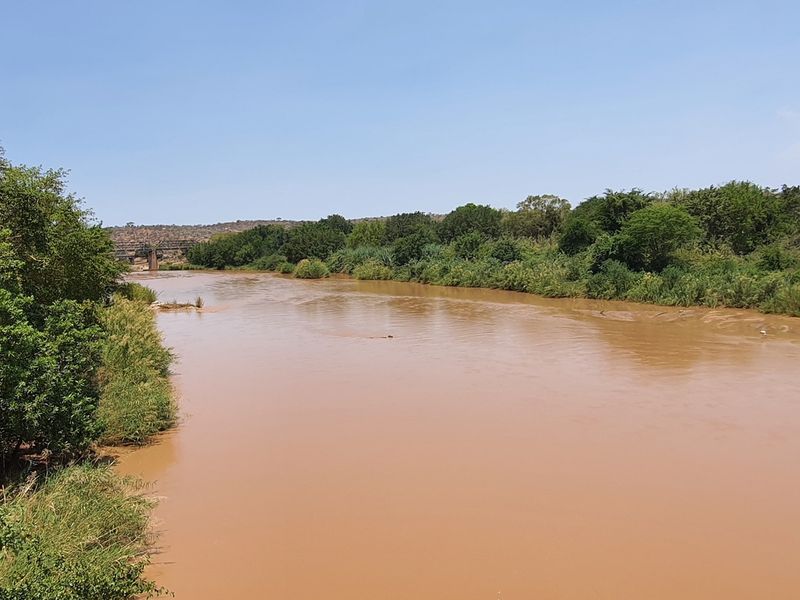 A scenic view of a river flowing through natural riparian vegetation, showcasing the tranquil landscape surrounding the property.