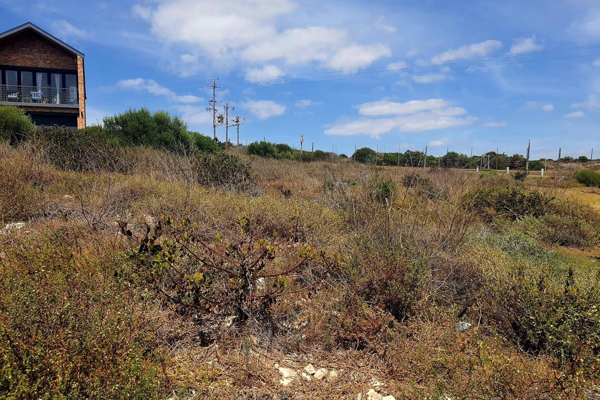 A vacant residential plot featuring natural vegetation, with a neighboring property visible in the background and overhead utility lines.