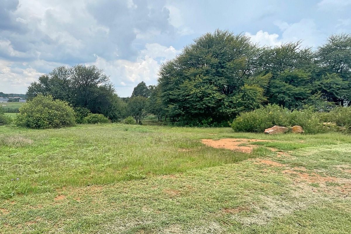A view of a spacious, naturally landscaped residential plot featuring mature trees and established grass cover.