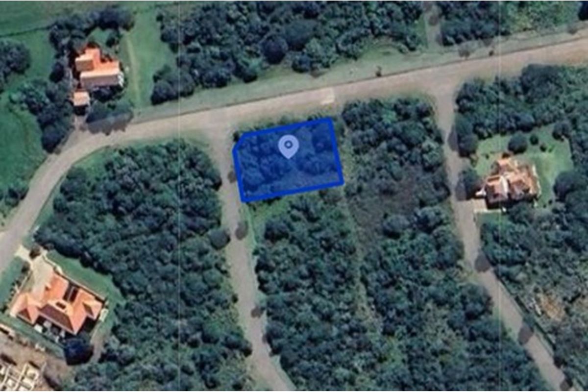 Aerial view of a vacant residential plot situated within a wooded estate, highlighting the property boundaries and surrounding landscape.
