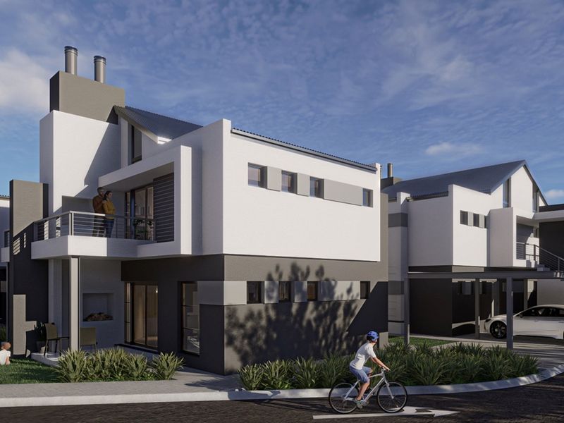 A modern architectural rendering of a multi-story apartment complex featuring contemporary facade design, private balconies, and integrated covered parking.