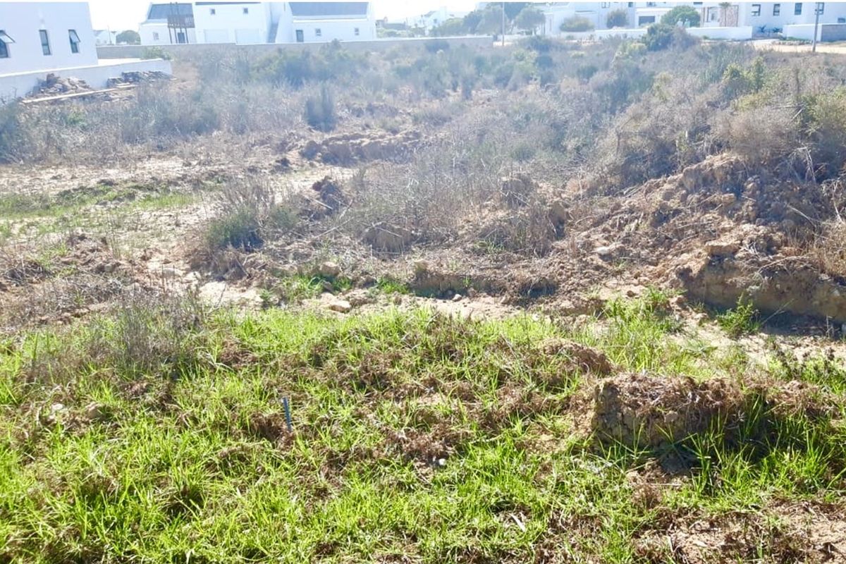 A vacant residential plot featuring natural vegetation and uneven terrain, situated in a developed neighborhood with surrounding residential properties.