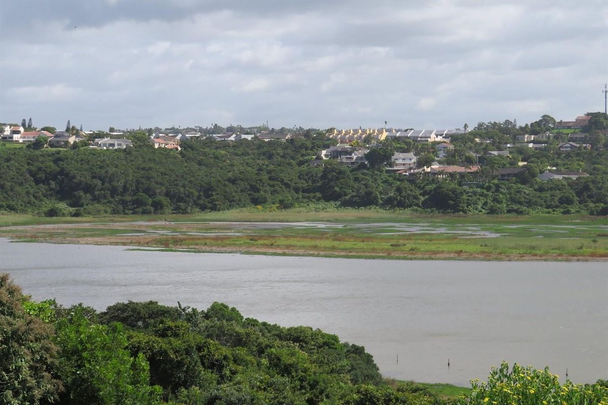 A scenic view overlooking a river and lush natural landscape with residential properties visible in the distance.