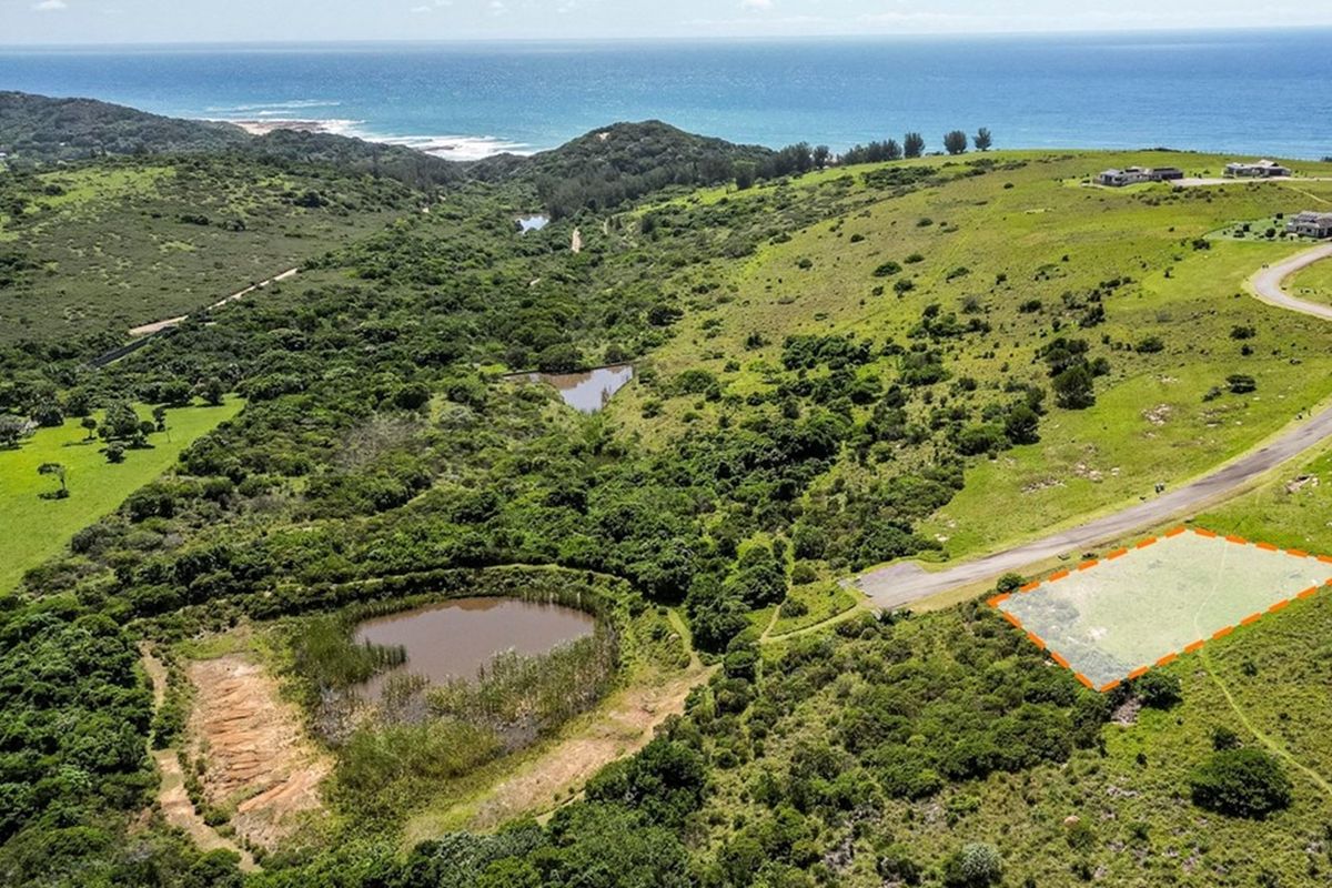 Aerial view of a vacant residential plot featuring coastal landscape, natural vegetation, and convenient paved road access.
