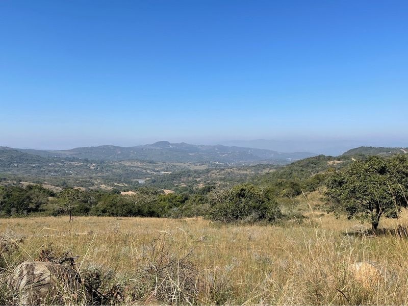 A scenic, elevated view of the surrounding natural landscape, featuring rolling hills and indigenous vegetation on this vacant residential land.