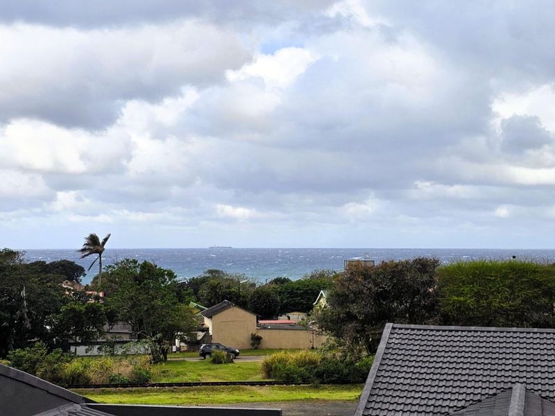 Elevated view overlooking the surrounding neighborhood with a clear horizon line featuring the ocean in the distance.