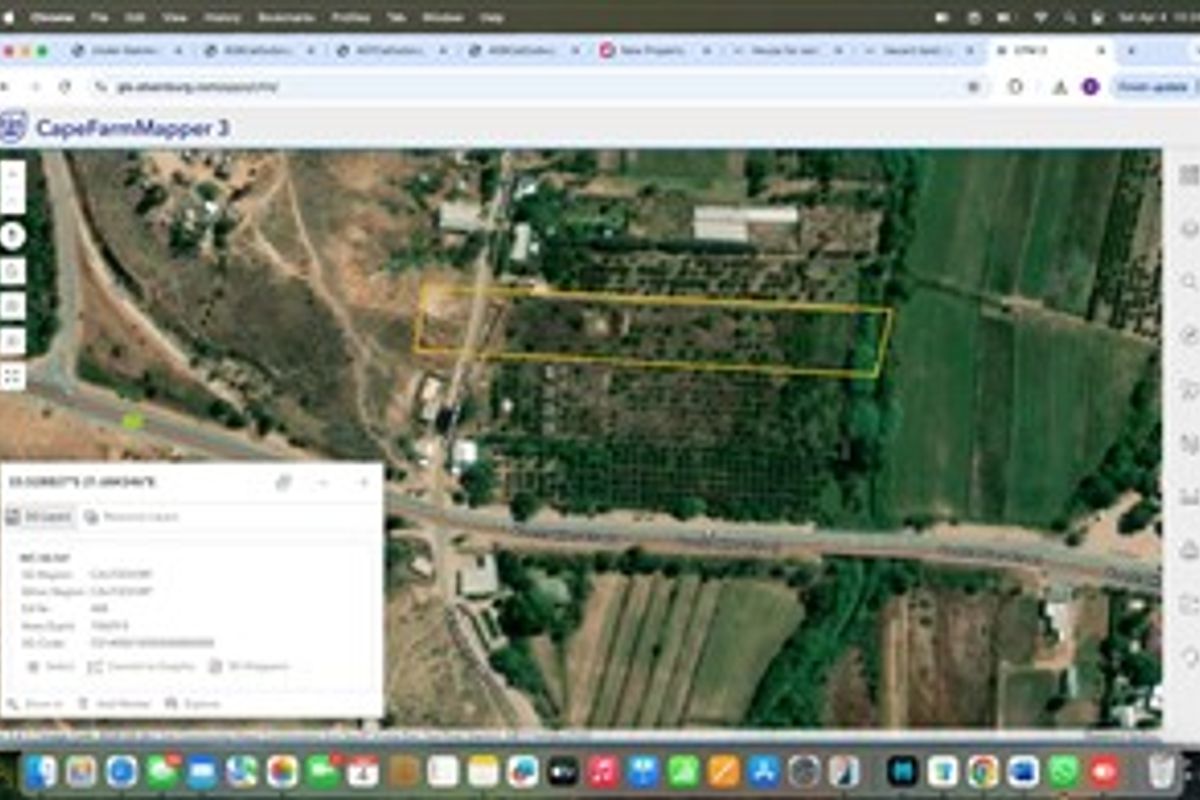 An aerial map view showing the boundaries of the vacant residential land parcel and surrounding area.
