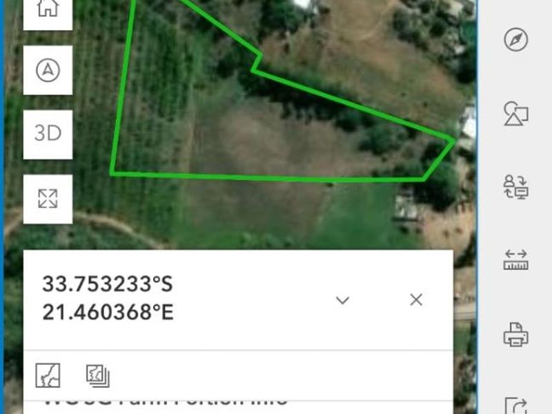 Aerial map view of the Buffelfontein residential land parcel, showing the property boundaries and location details.