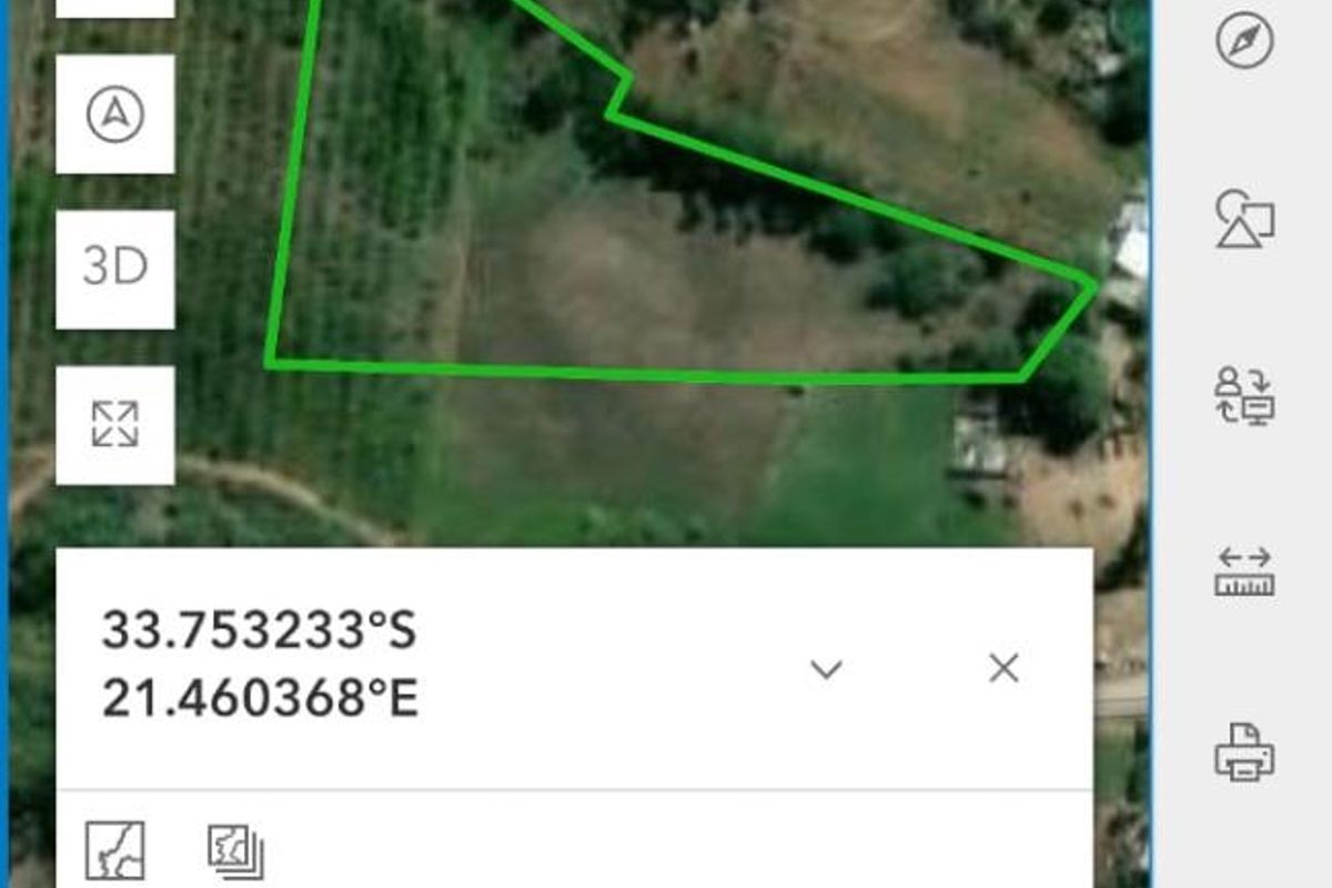 Aerial map view of the Buffelfontein residential land parcel, showing the property boundaries and location details.