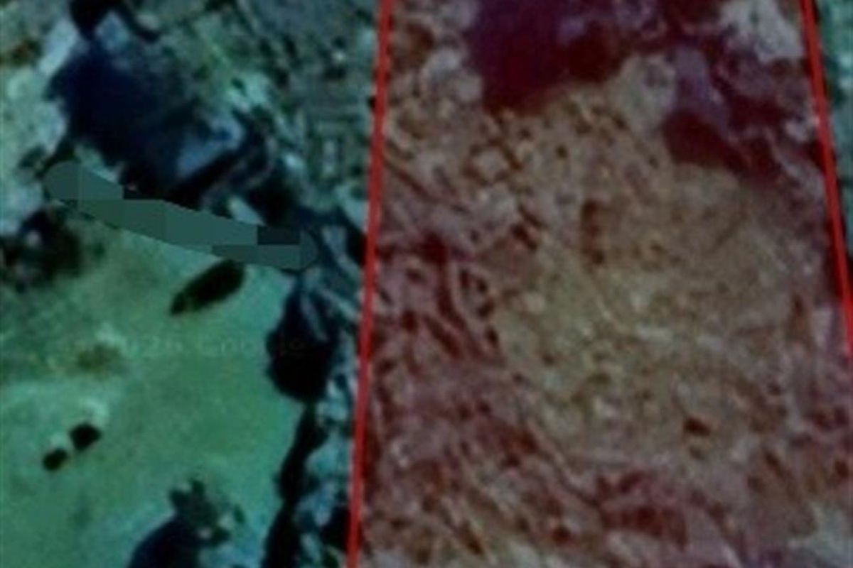 An aerial satellite view showing the boundaries of the vacant residential land plot.