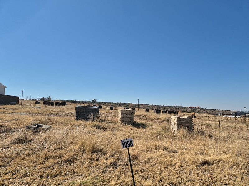 A view of a vacant residential plot featuring dry grass and site markers, ready for development.
