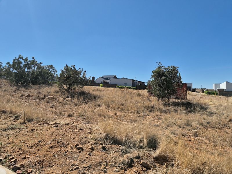 A view of a vacant residential plot featuring natural terrain and native vegetation, situated in a developed neighborhood setting.
