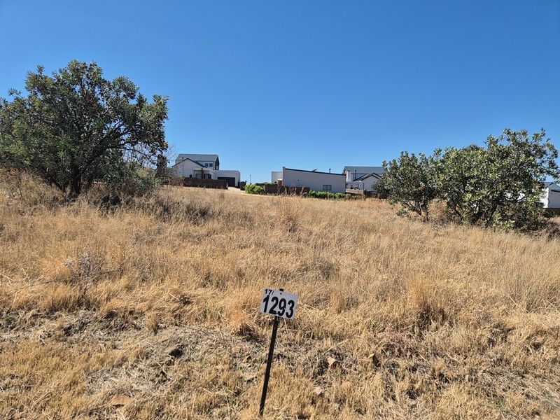 A view of a vacant residential plot featuring dry grass and a gentle slope, situated in a developed neighborhood.