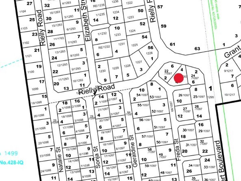A cadastral survey map showing the layout of residential land plots and street boundaries in the local area.