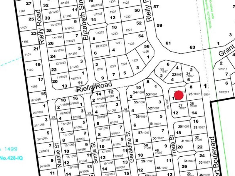 A cadastral survey map showing the layout of residential plots and street infrastructure in the local area.