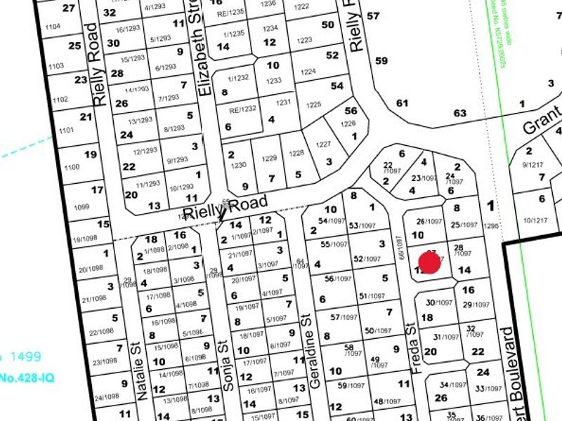 A cadastral survey map showing the layout of residential plots and street infrastructure in the local area.