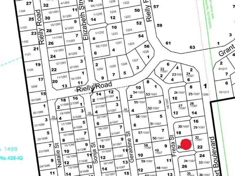 A cadastral survey map showing the layout of residential plots and street infrastructure in the local area.