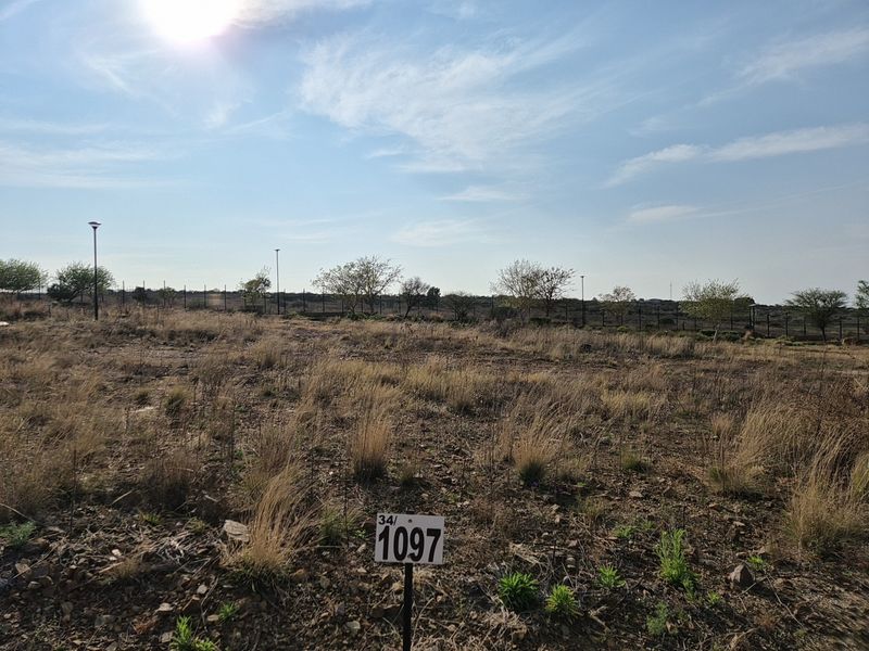 A vacant residential plot featuring natural vegetation, perimeter fencing, and street lighting, ready for development.