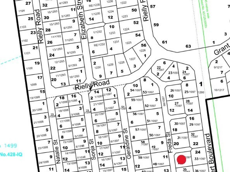 A cadastral survey map showing the layout of residential land plots and street boundaries in the local area.