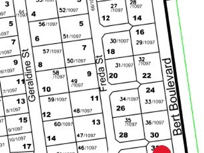 A cadastral map showing the layout of residential plots, highlighting the specific location of the property within the estate.