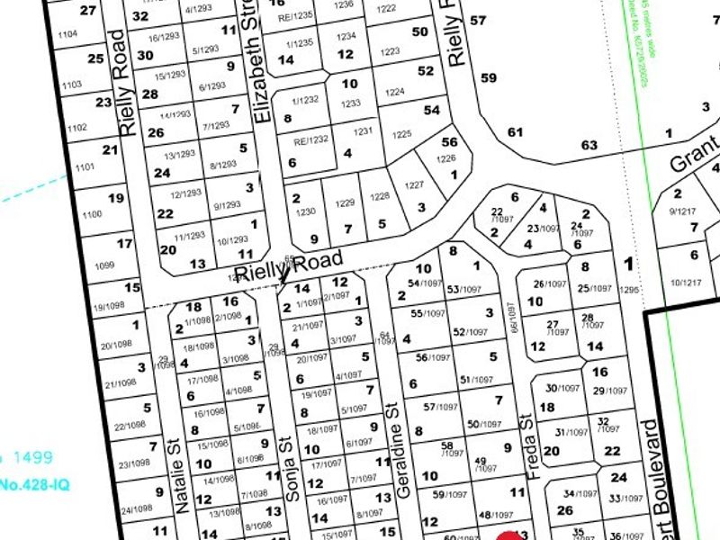 A detailed cadastral survey map showing the layout of residential plots and street infrastructure in the local area.