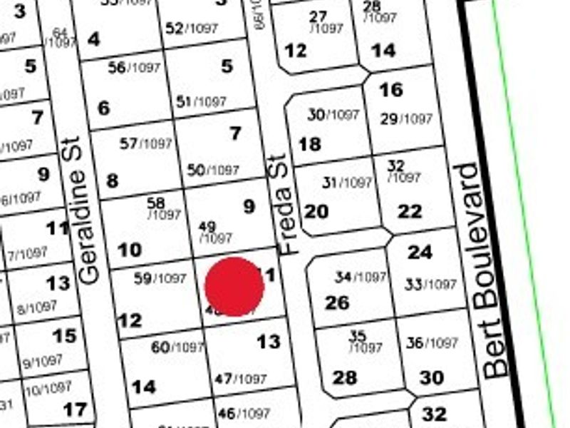 A cadastral map showing the location of the residential plot on Freda Street.