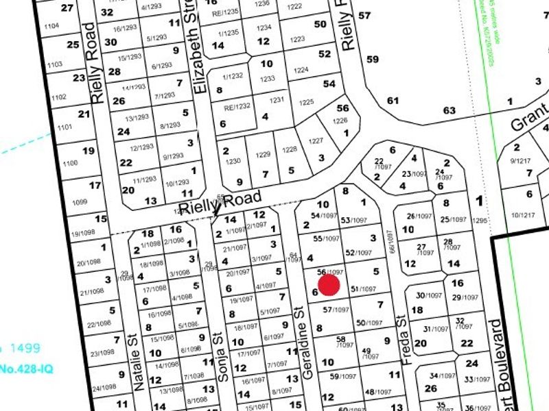 A cadastral survey map showing the layout of residential plots and street infrastructure in the local area.