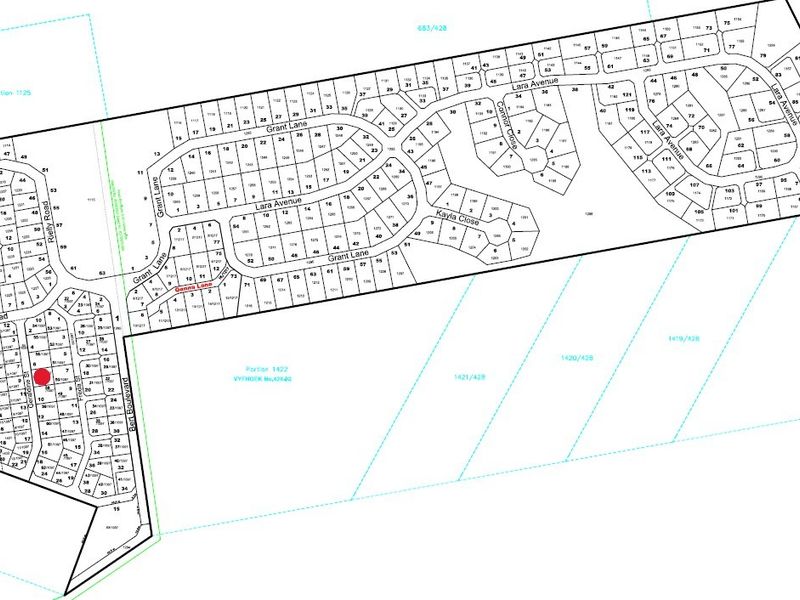 A detailed site layout plan showing the subdivision of the residential land parcel with numbered plots and street access.
