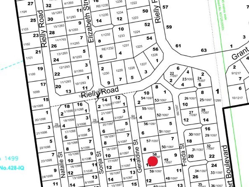 A cadastral map showing the layout and lot numbering for the residential subdivision, highlighting the specific property location.