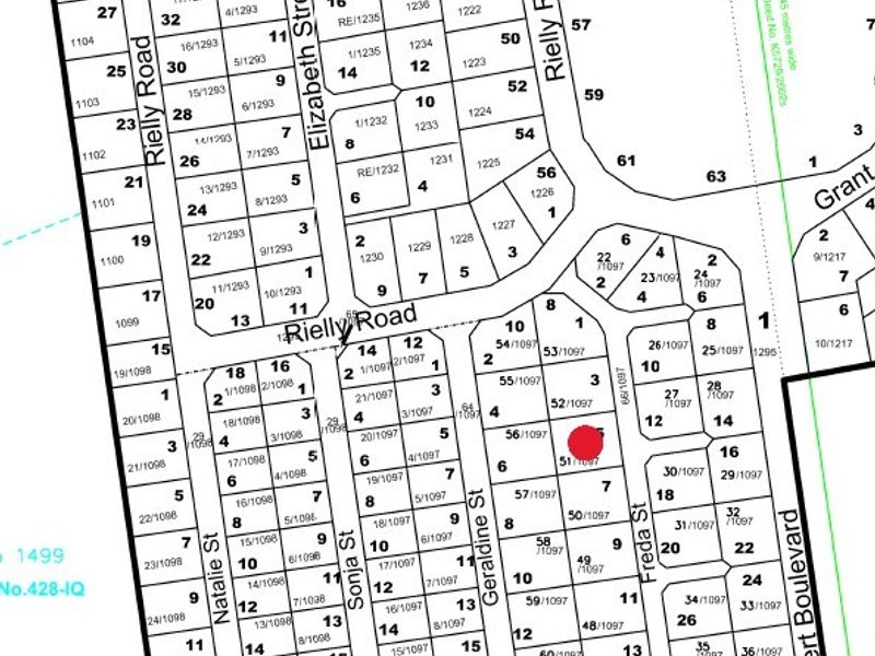 A cadastral survey map showing the layout of residential plots and street infrastructure in the local area.