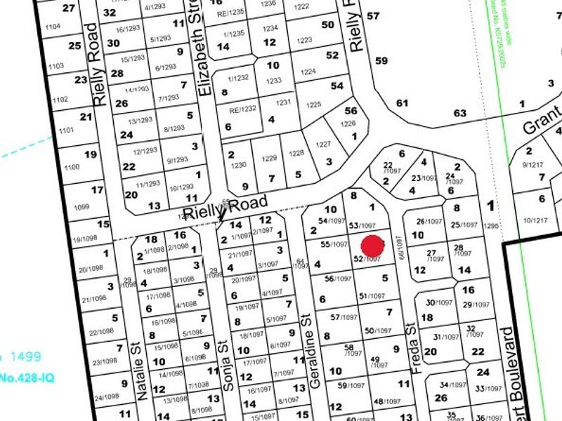 A cadastral survey map showing the layout of residential plots and street infrastructure in the local area.