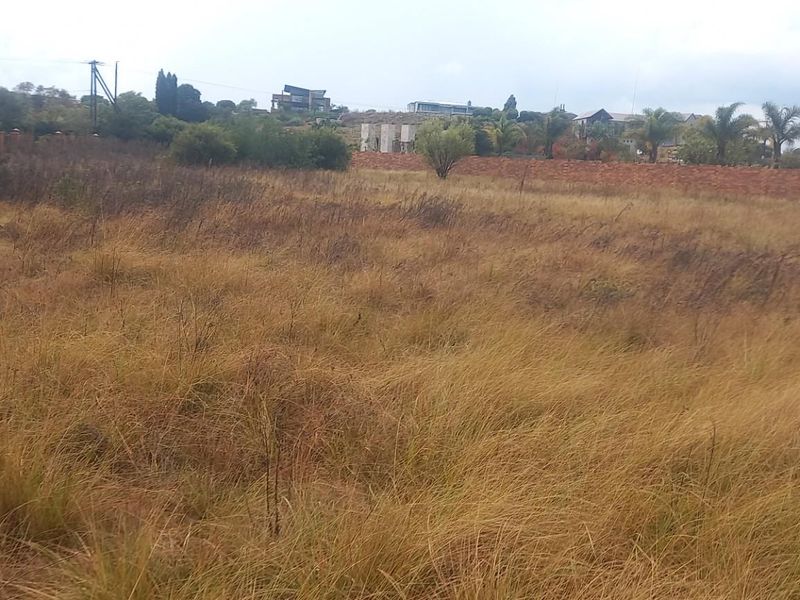 A view of a vacant residential plot featuring natural grass coverage and a perimeter brick wall in the background.