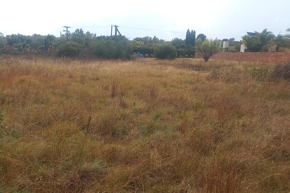 A view of a vacant residential plot featuring natural grass coverage and perimeter boundary walls.