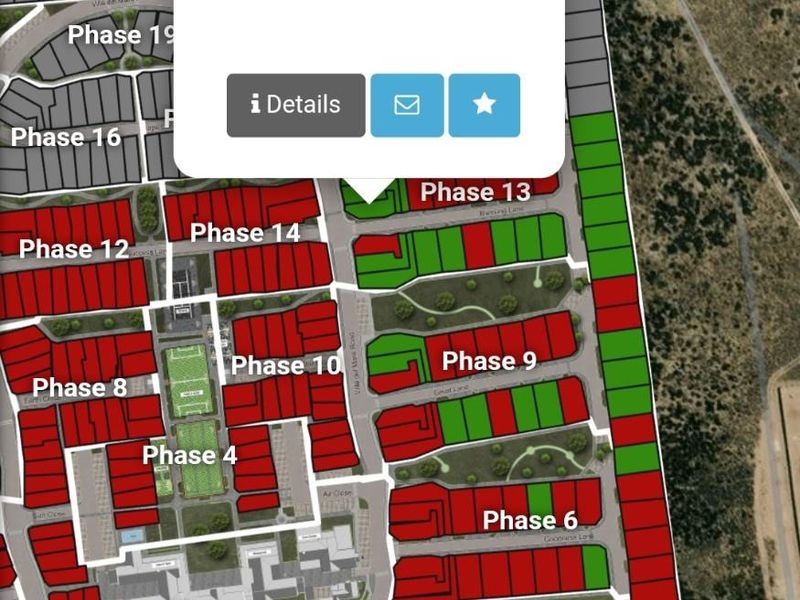 An interactive site map showing the layout and availability of residential units within the development phases.
