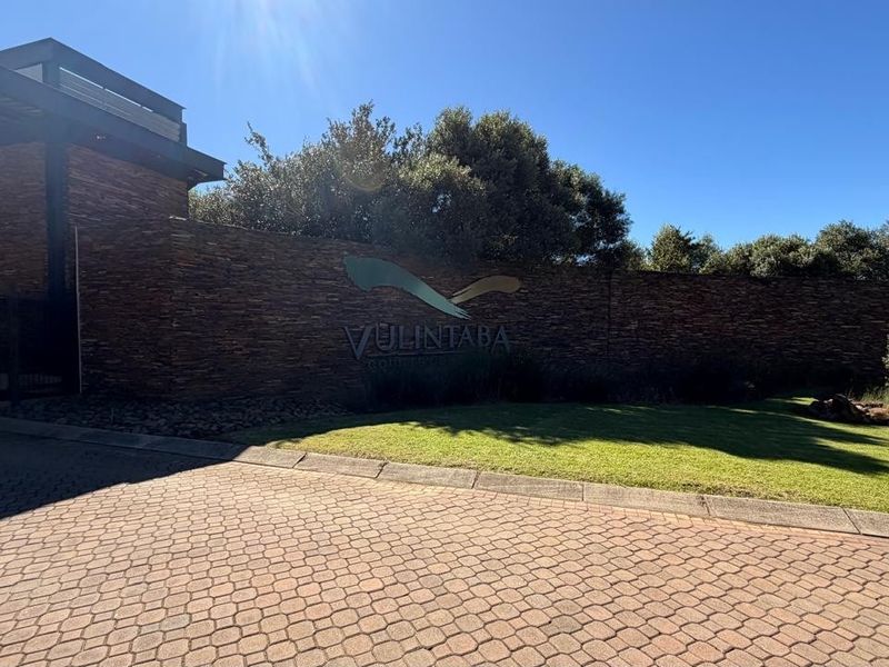 Entrance view of the Vulintaba Country Estate featuring a stone boundary wall, paved driveway, and manicured landscaping at the security access point.