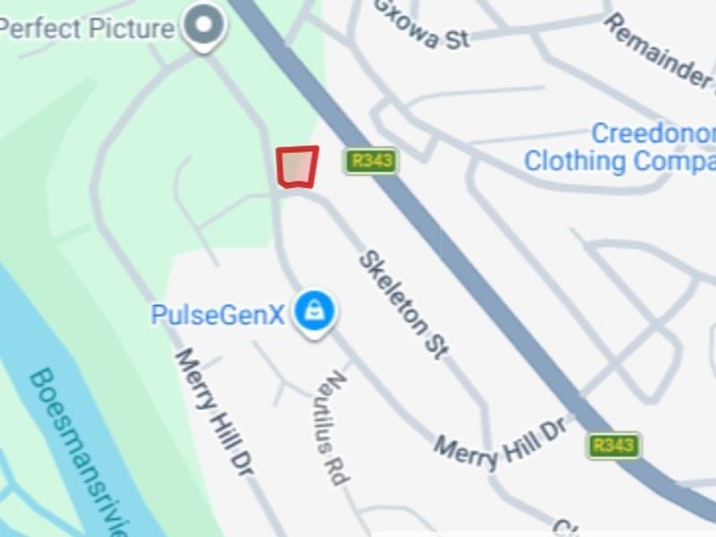 A map view highlighting the location of the vacant residential land plot within the local street network.