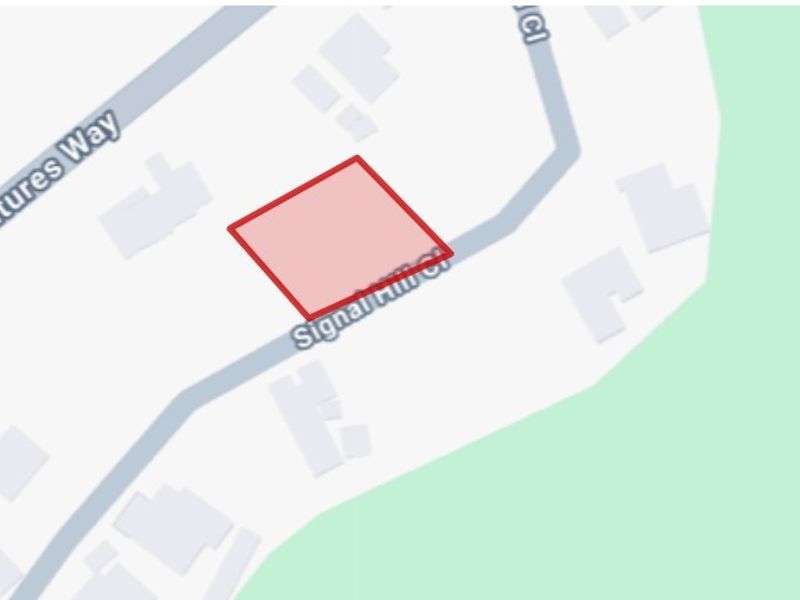 A map view highlighting the location of the vacant residential land plot situated near Natures Way and Signal Hill Close.