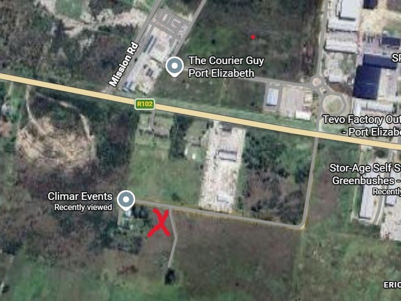 An aerial map view showing the location of the agricultural land parcel in relation to surrounding roads and commercial facilities.
